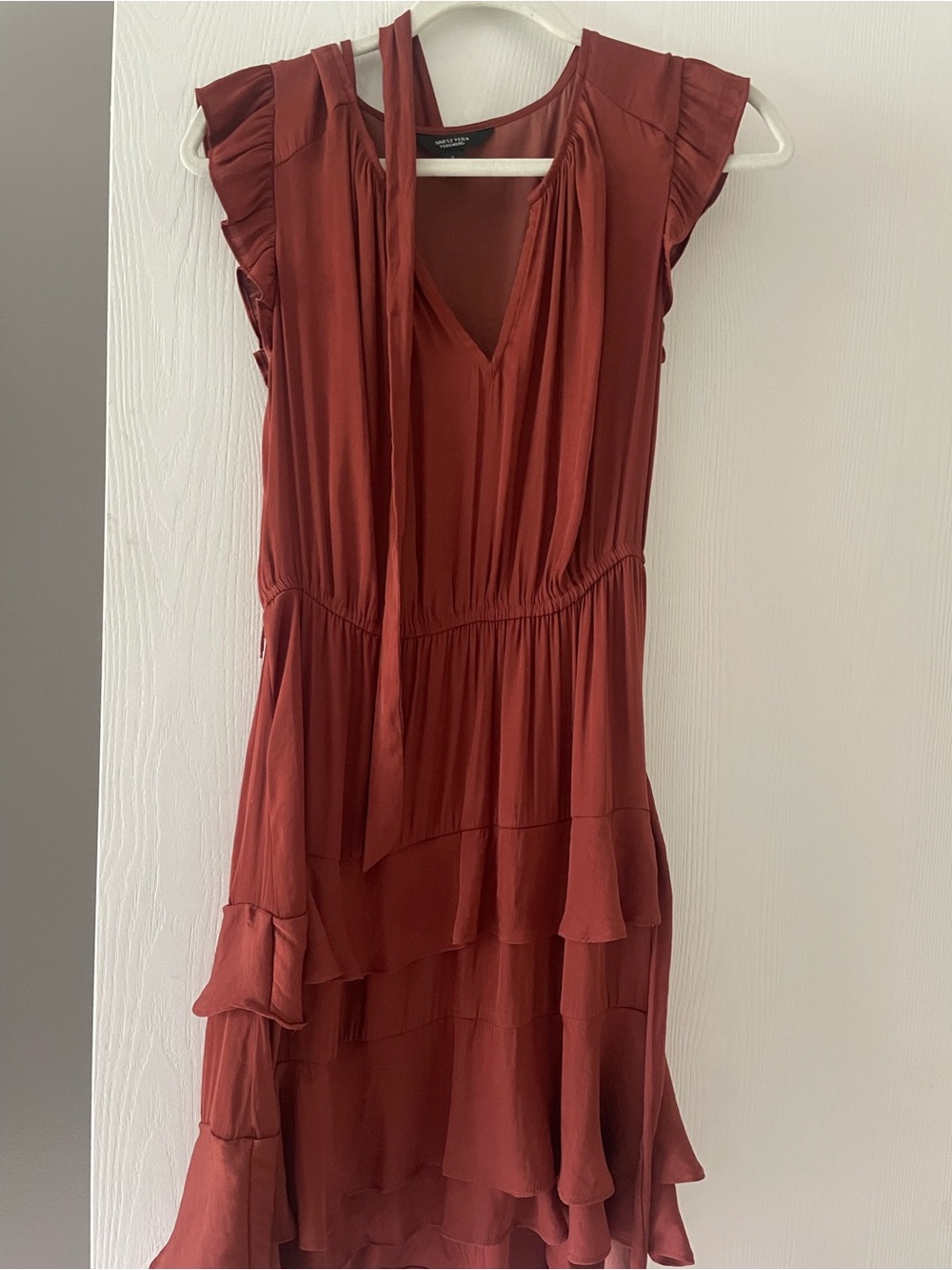 Simply Vera Vera Wang Rust Tiered Ruffle Midi Dress